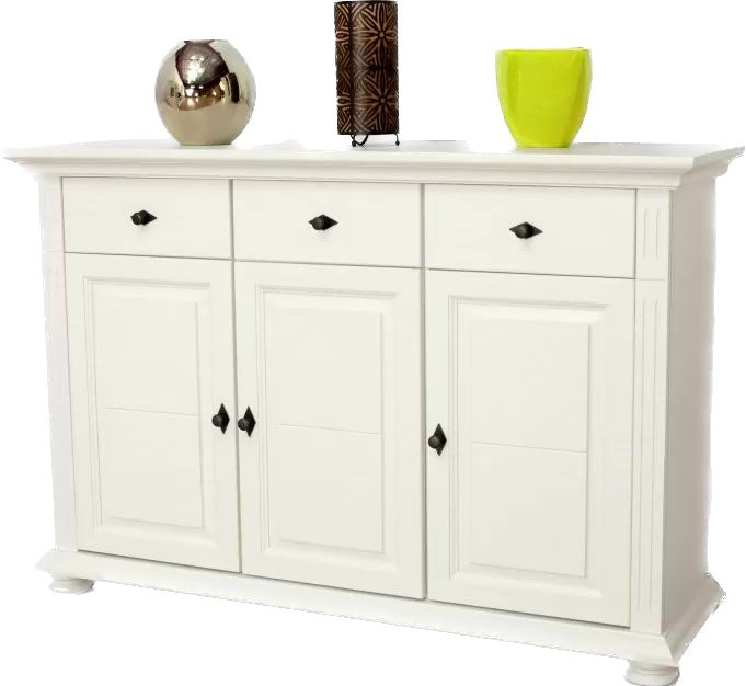 Comoda Amelie din lemn masiv, 137x41x91 cm, Alb Arboteca