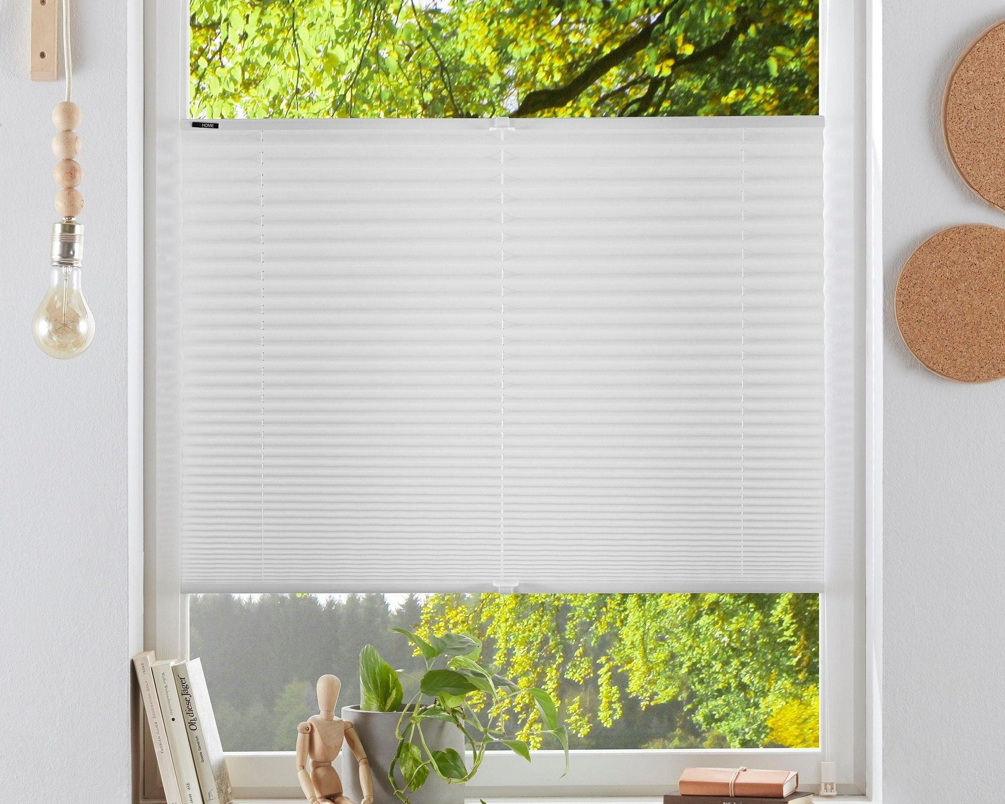 Jaluzea plisata Lahom, fara gaurire, Alb, 40 cm latime Arboteca