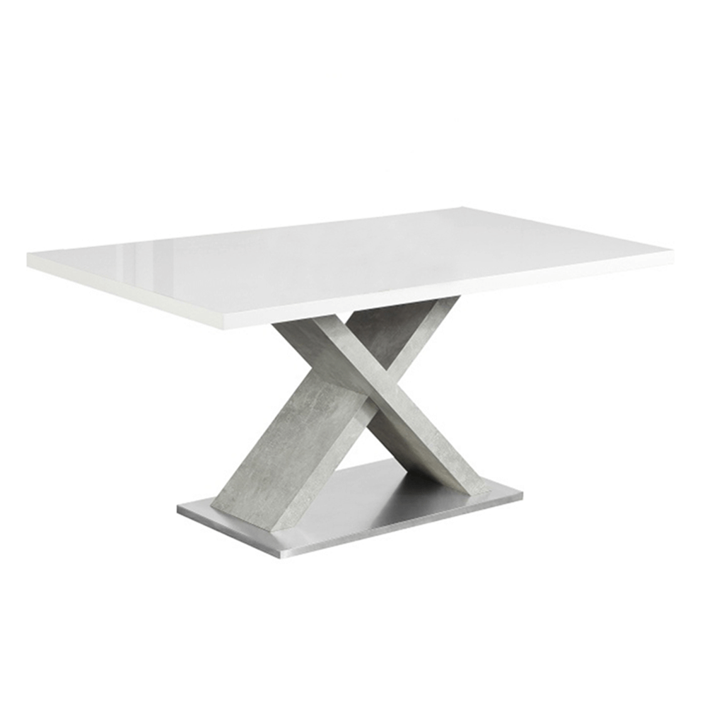 Masă dining, alb HG extra lucios/beton, 160x90 cm, FARNEL Kondela