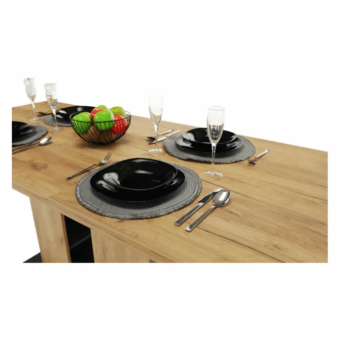Masă dining, stejar craft auriu / grafit gri, 155-204x86 cm, FIDEL Kondela