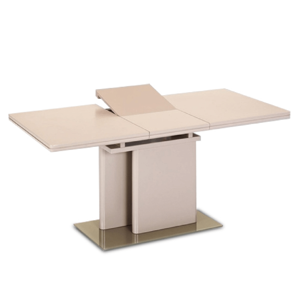Masă de bucătărie extensibilă, capuccino extra lucios HG, 120-160x80 cm, VIRAT Kondela