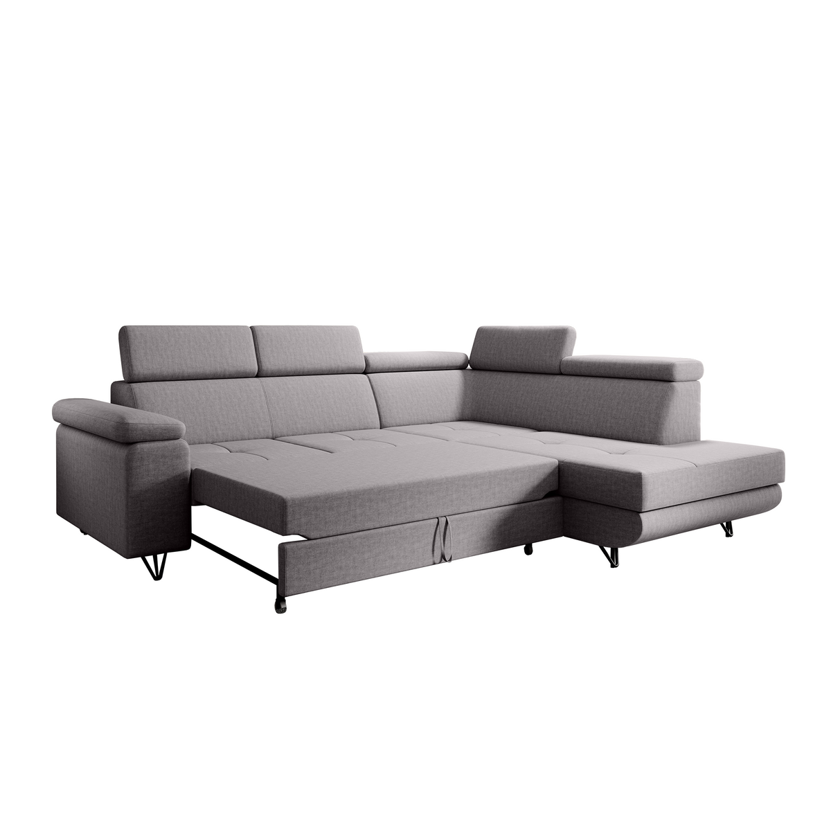 Canapea extensibilă POREC, gri deschis, pe dreapta, 250x183x76 cm Kondela