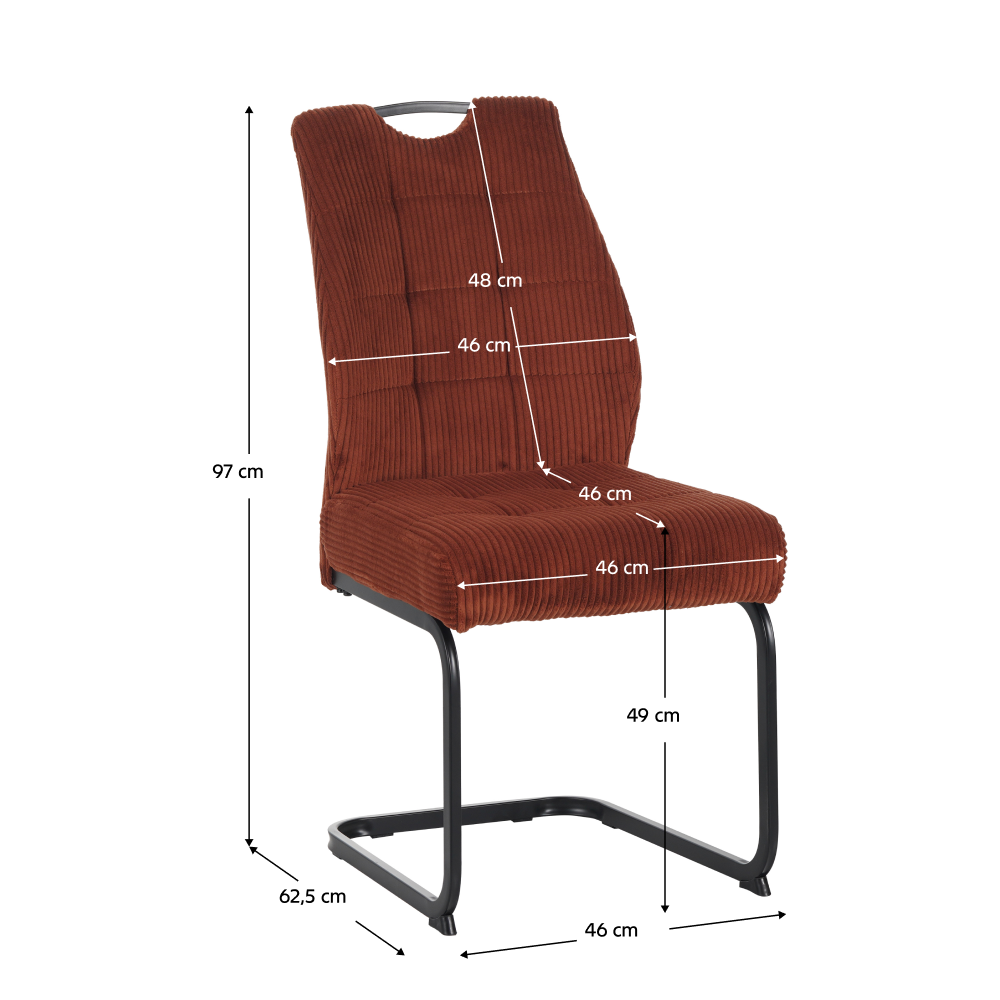 Scaun pentru sufragerie FOLIGNO, teracota/negru, 46x62.5x97 cm Kondela