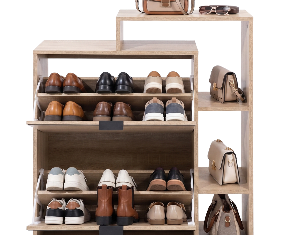Pantofar basculant cu oglindă PALAMOS TIP 1, stejar sonoma, 80x24x93 cm Kondela