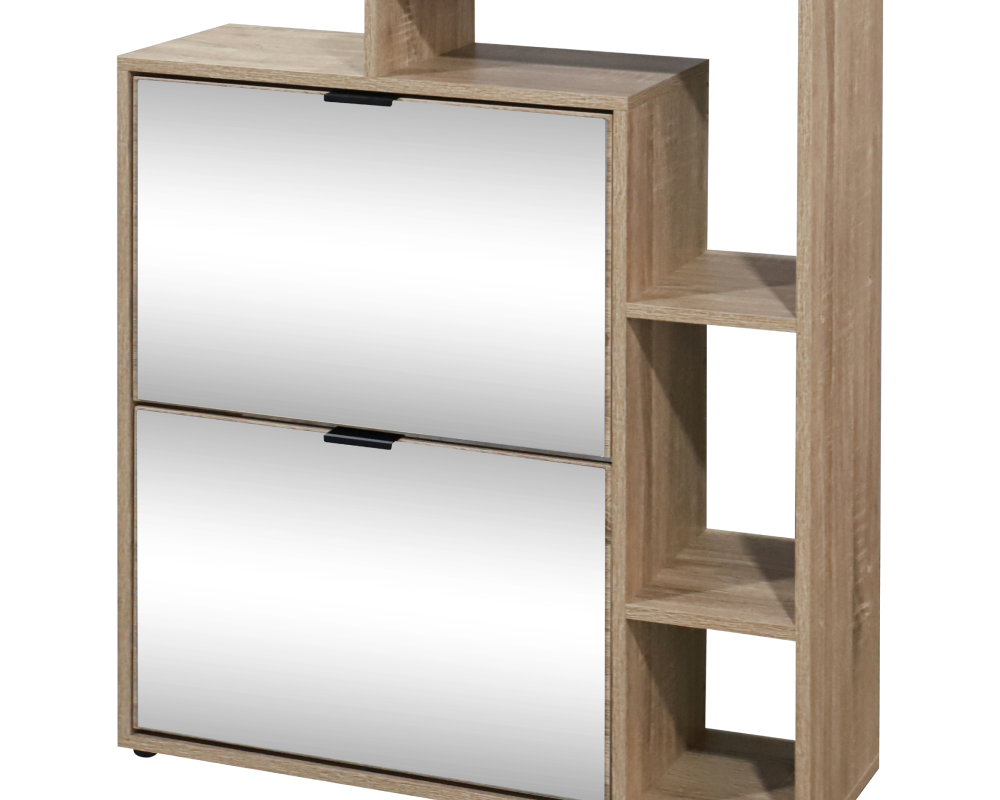 Pantofar basculant cu oglindă PALAMOS TIP 1, stejar sonoma, 80x24x93 cm Kondela