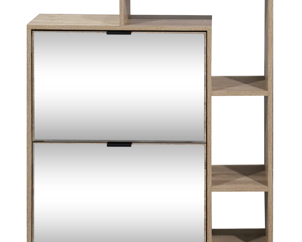 Pantofar basculant cu oglindă PALAMOS TIP 1, stejar sonoma, 80x24x93 cm Kondela