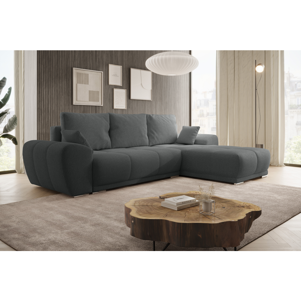 Set canapea universală AVEIRO, gri închis, țesătură Curio 97, 292x187x76 cm Kondela