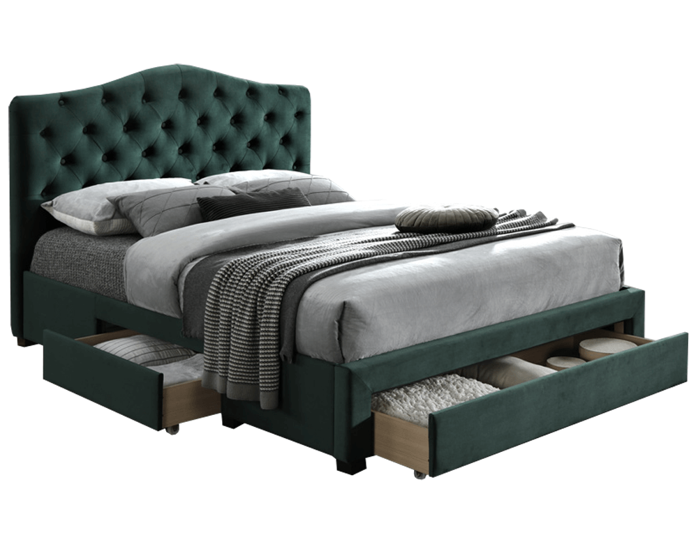 Pat PROVINS, catifea Velvet smarald, 180x200, 190x213.5x126.5 cm Kondela