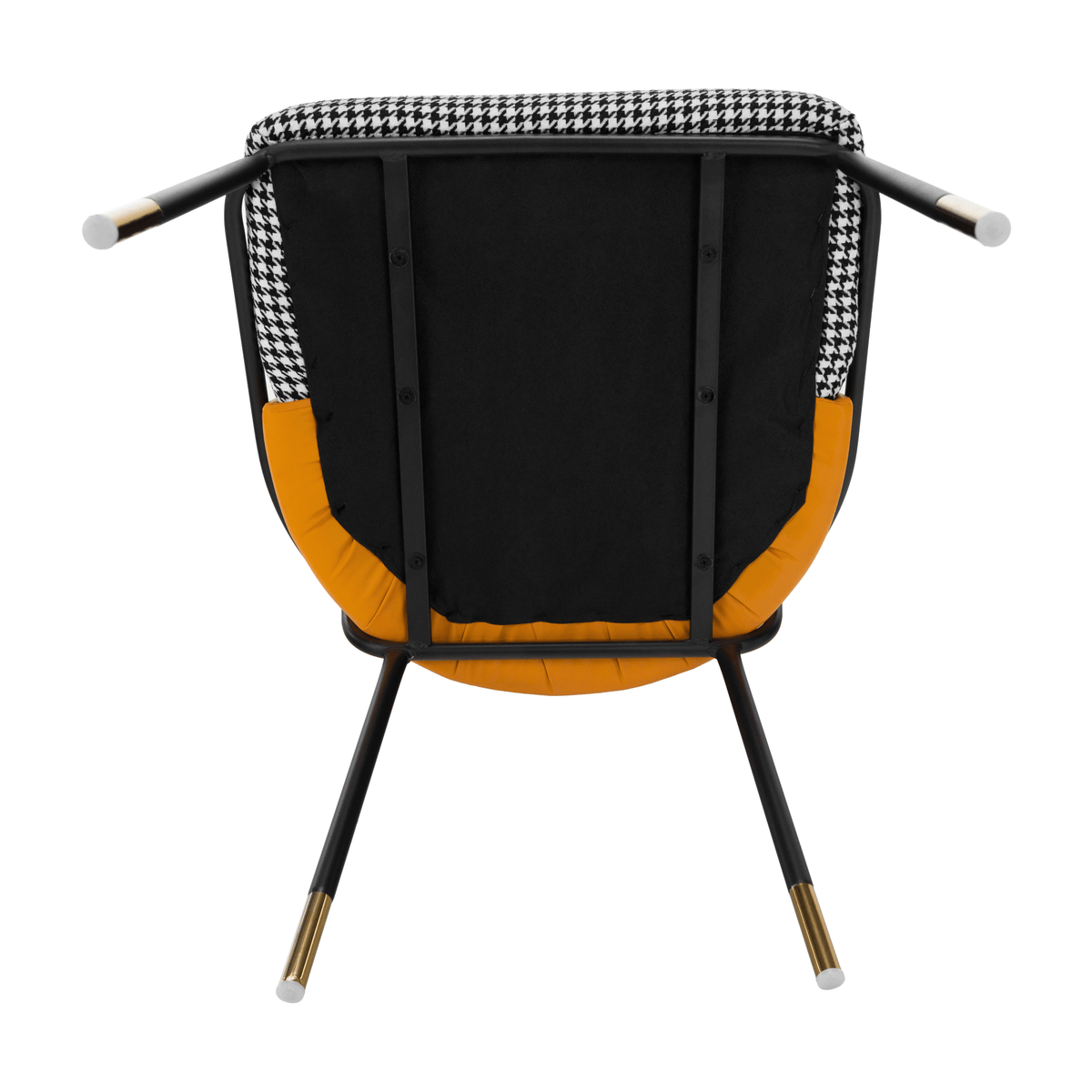 Scaun de luat masa, alb-negru / piele ecologică camel, 54x56x78 cm Kondela