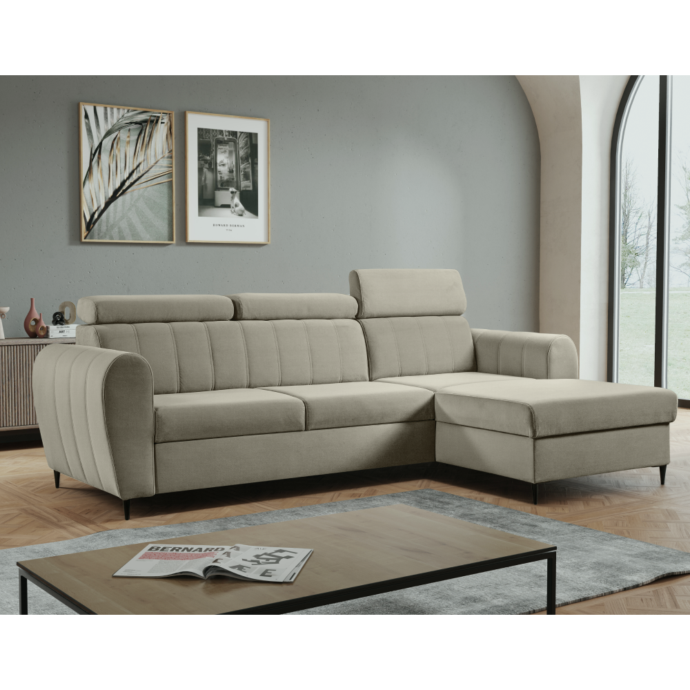 Canapea extensibilă AVILA, bej, pe dreapta, 262x175x91 cm Kondela