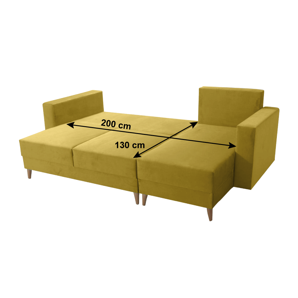 Canapea extensibilă ELCHE, galben, pe dreapta, 235x145x90 cm Kondela