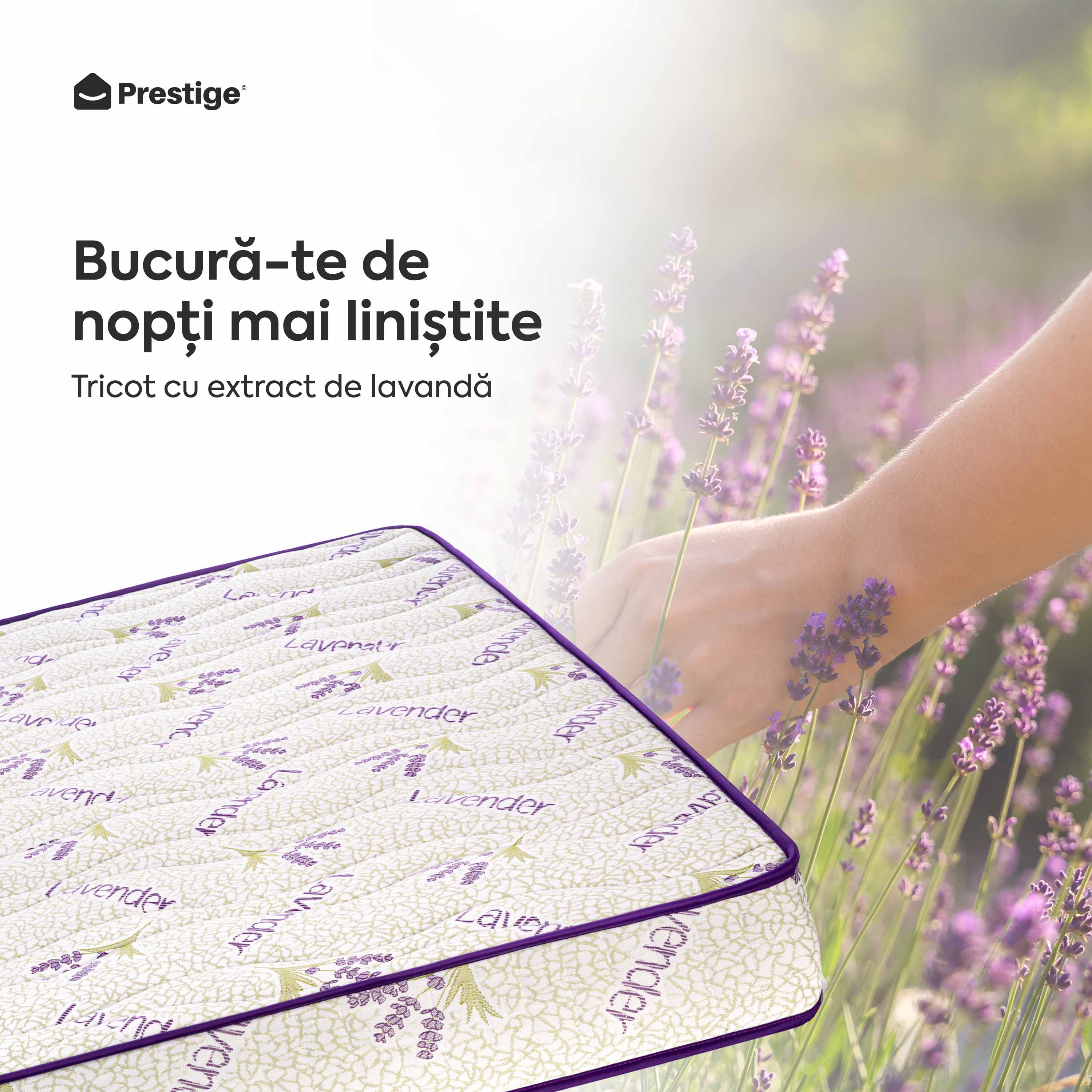 Saltea LAVENDER AIR-FRESH, spumă poliuretanică, reversibilă, hipoalergenică, super ortopedică, Grosime 19 cm - Prestige Home