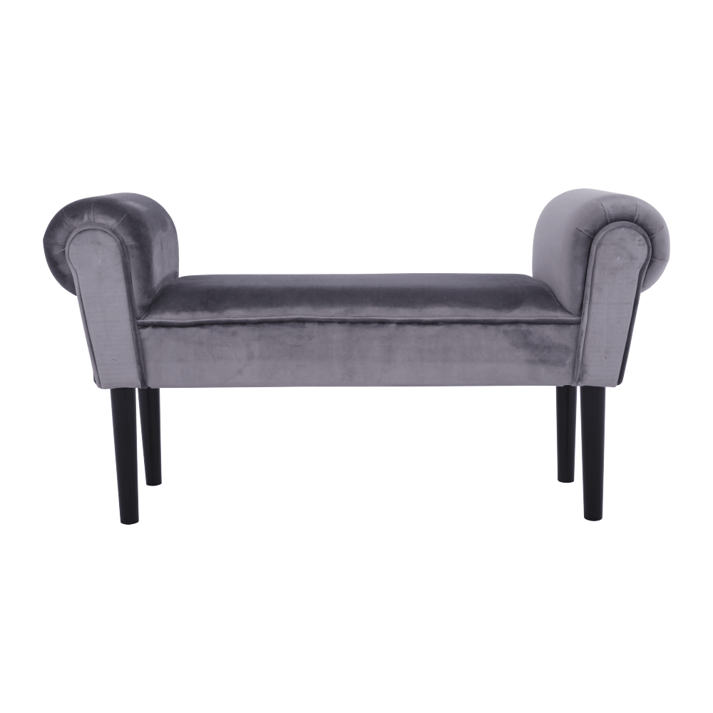 Bancă LINDOS, catifea Velvet, gri/negru, catifea Velvet/lemn, 100x30x56 cm Kondela