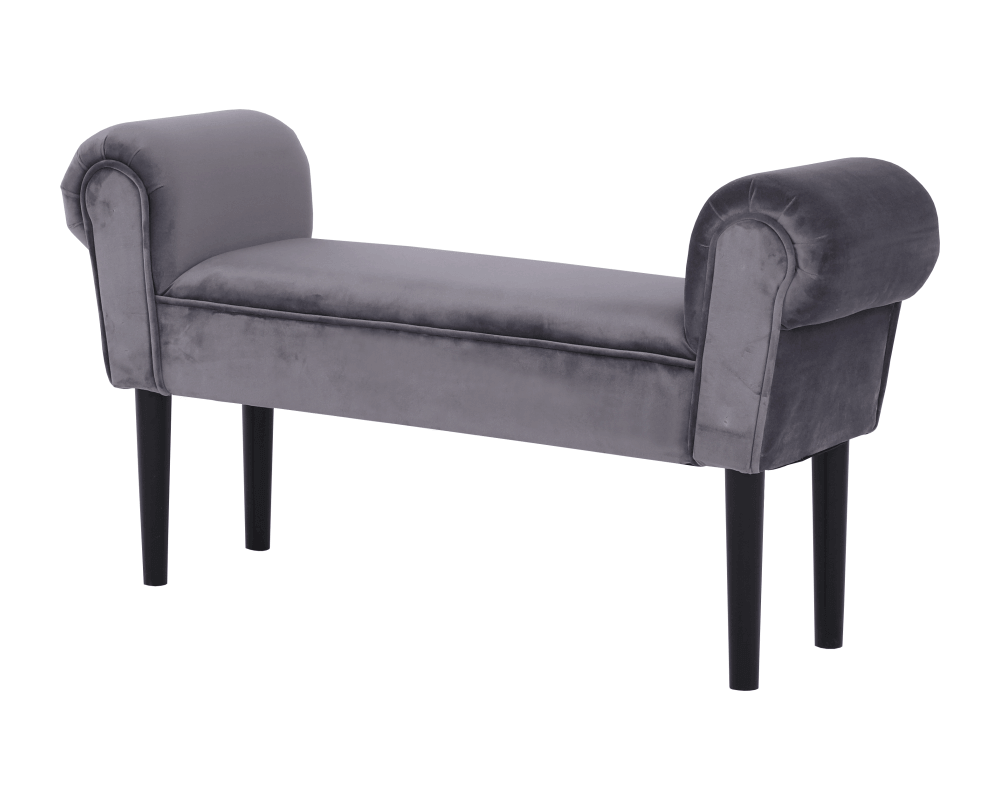 Bancă LINDOS, catifea Velvet, gri/negru, catifea Velvet/lemn, 100x30x56 cm Kondela