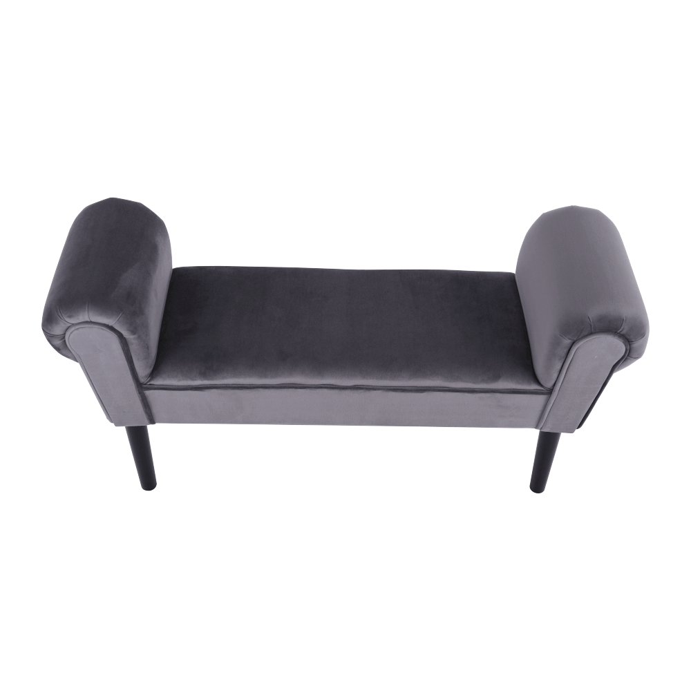 Bancă LINDOS, catifea Velvet, gri/negru, catifea Velvet/lemn, 100x30x56 cm Kondela