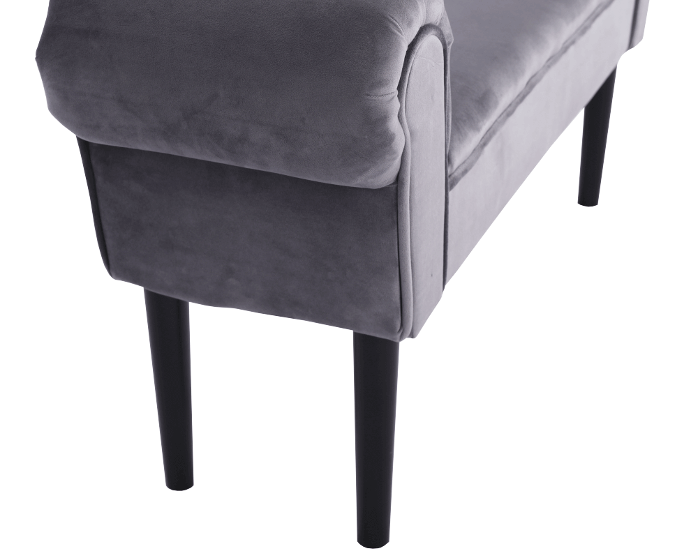Bancă LINDOS, catifea Velvet, gri/negru, catifea Velvet/lemn, 100x30x56 cm Kondela