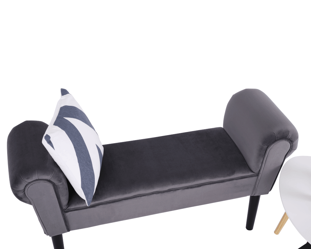 Bancă LINDOS, catifea Velvet, gri/negru, catifea Velvet/lemn, 100x30x56 cm Kondela