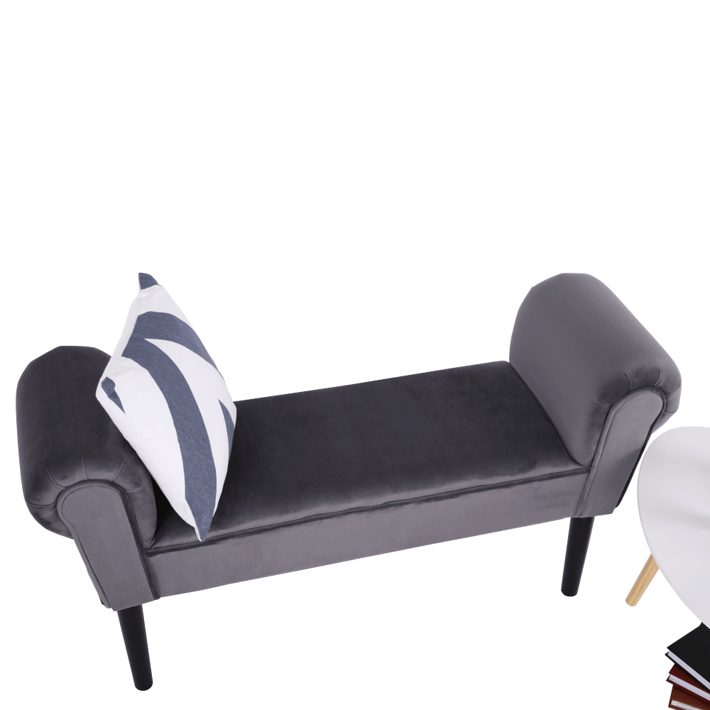 Bancă LINDOS, catifea Velvet, gri/negru, catifea Velvet/lemn, 100x30x56 cm Kondela