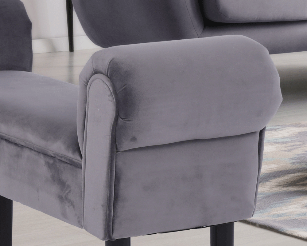 Bancă LINDOS, catifea Velvet, gri/negru, catifea Velvet/lemn, 100x30x56 cm Kondela