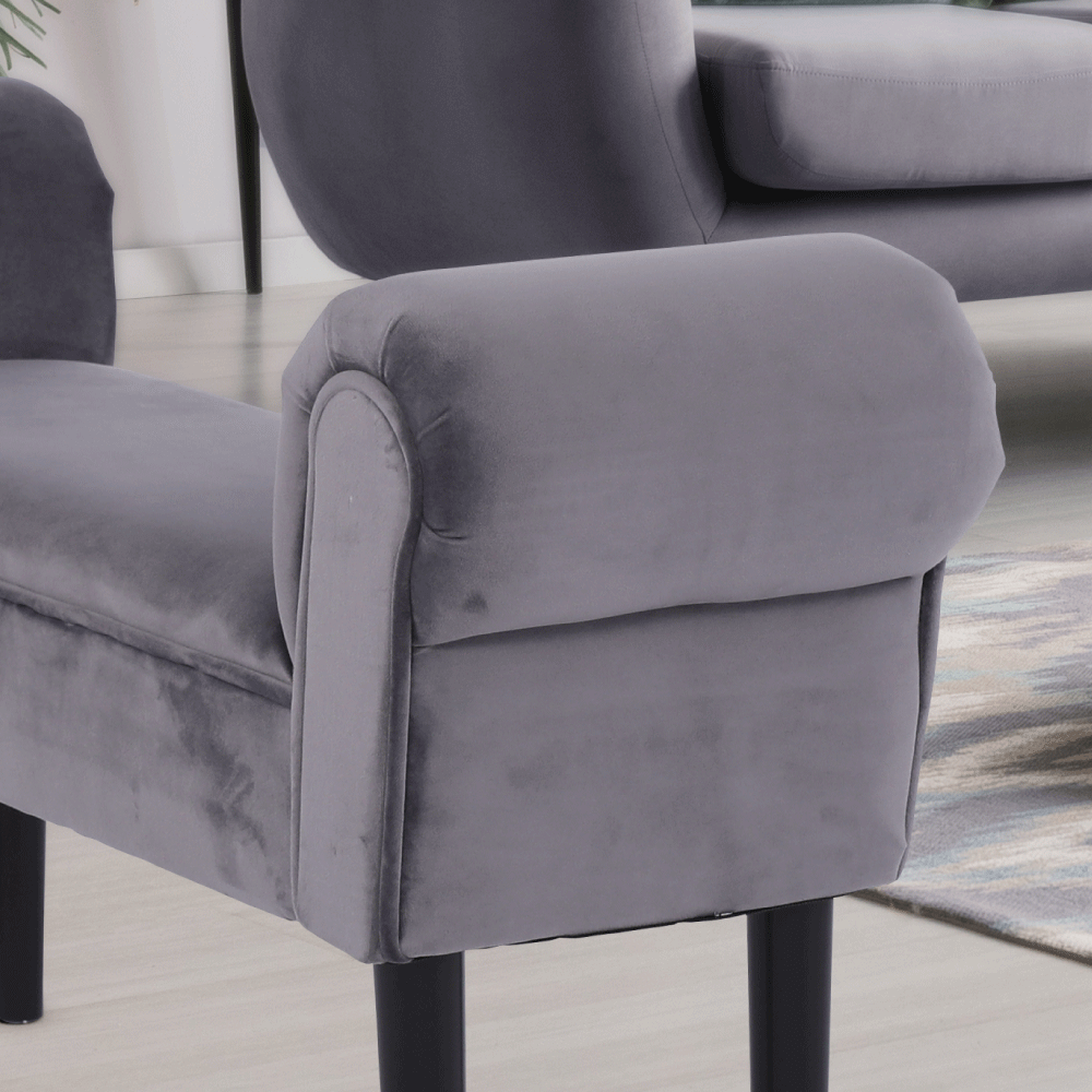 Bancă LINDOS, catifea Velvet, gri/negru, catifea Velvet/lemn, 100x30x56 cm Kondela