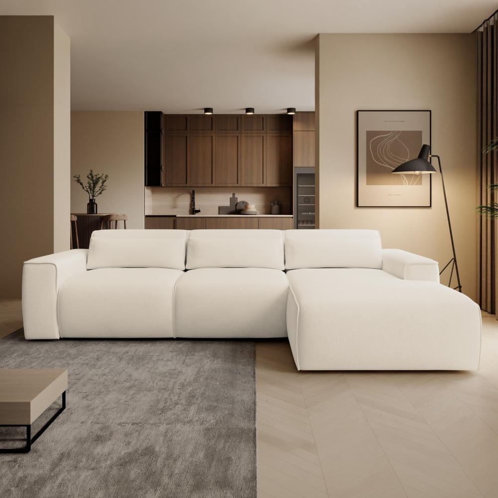 Set canapea de colț MENTON, bej, țesătură Vibe 06, pe dreapta, 310x170x76 cm Kondela
