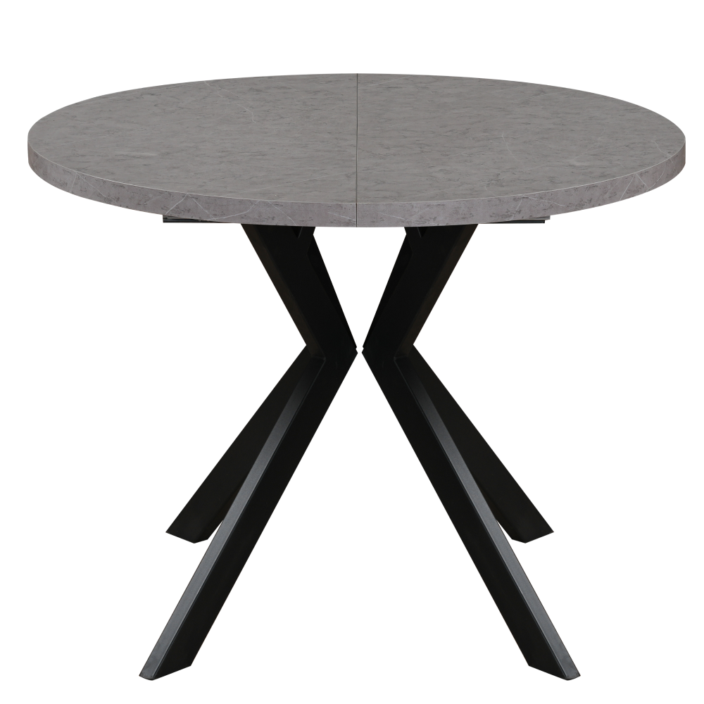 Masă de sufragerie extensibilă, beton deschis/negru, 100-250x75,5 cm, LUKOS Kondela