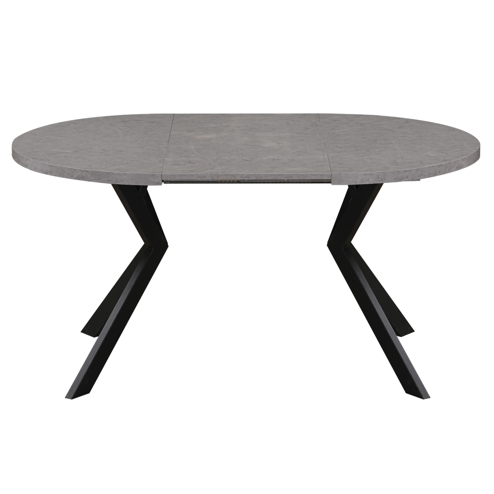 Masă de sufragerie extensibilă, beton deschis/negru, 100-250x75,5 cm, LUKOS Kondela