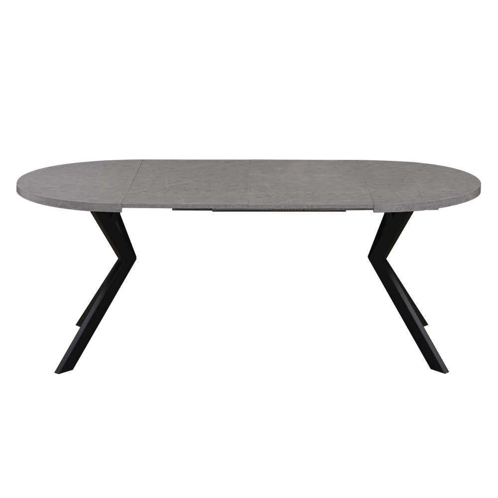 Masă de sufragerie extensibilă, beton deschis/negru, 100-250x75,5 cm, LUKOS Kondela