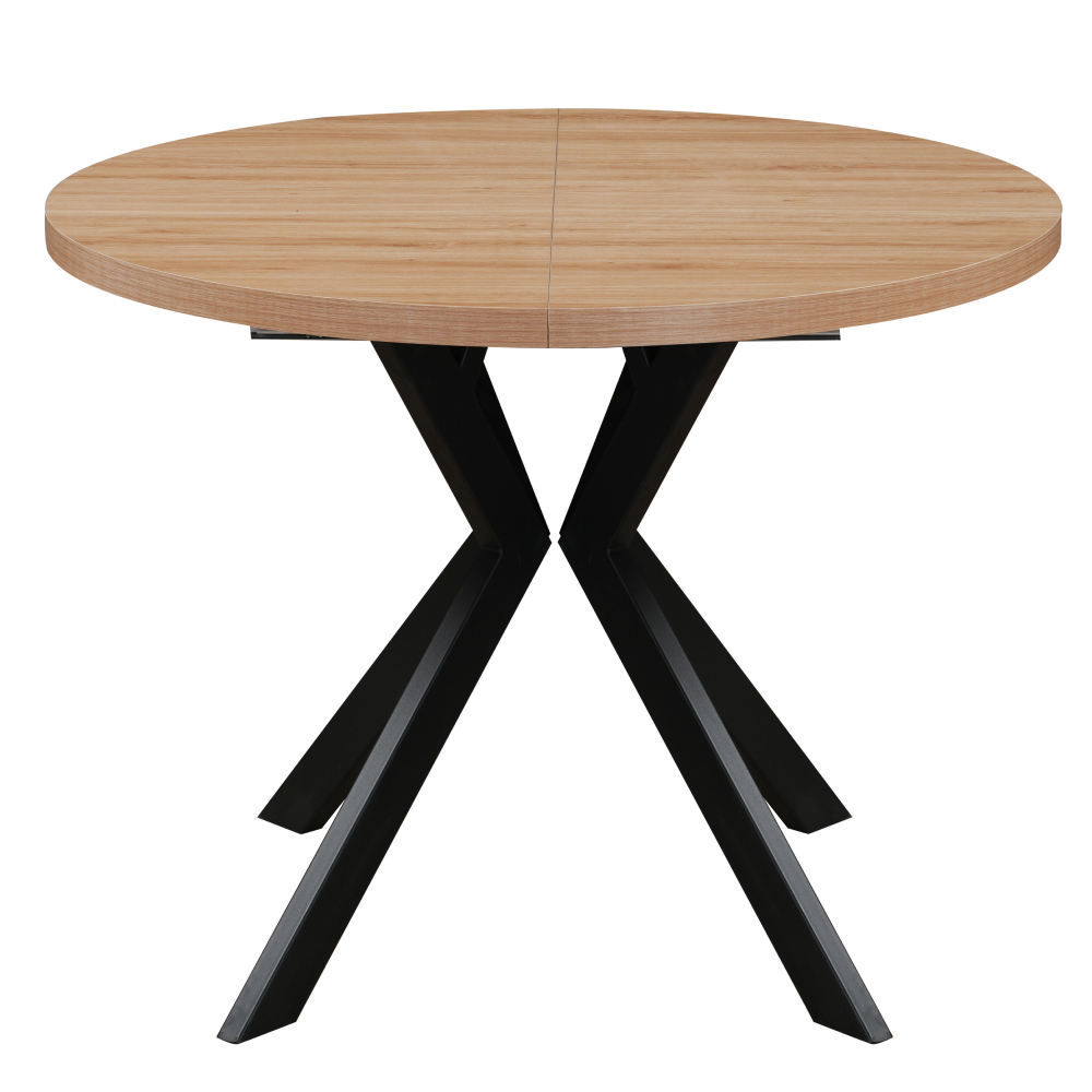 Masă extensibilă de sufragerie, stejar deschis/negru, 100-250x75,5 cm, LUKOS Kondela