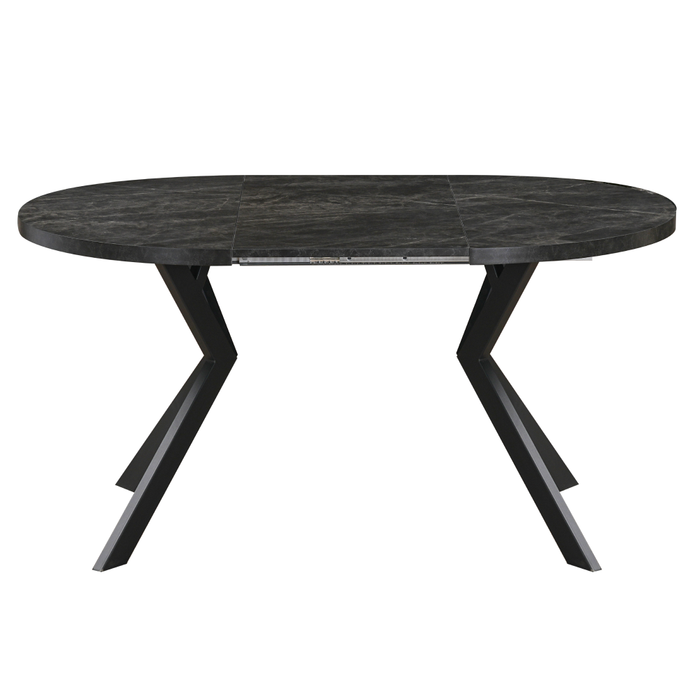 Masă de sufragerie extensibilă, beton închis/negru, 100-250x75,5 cm, LUKOS Kondela