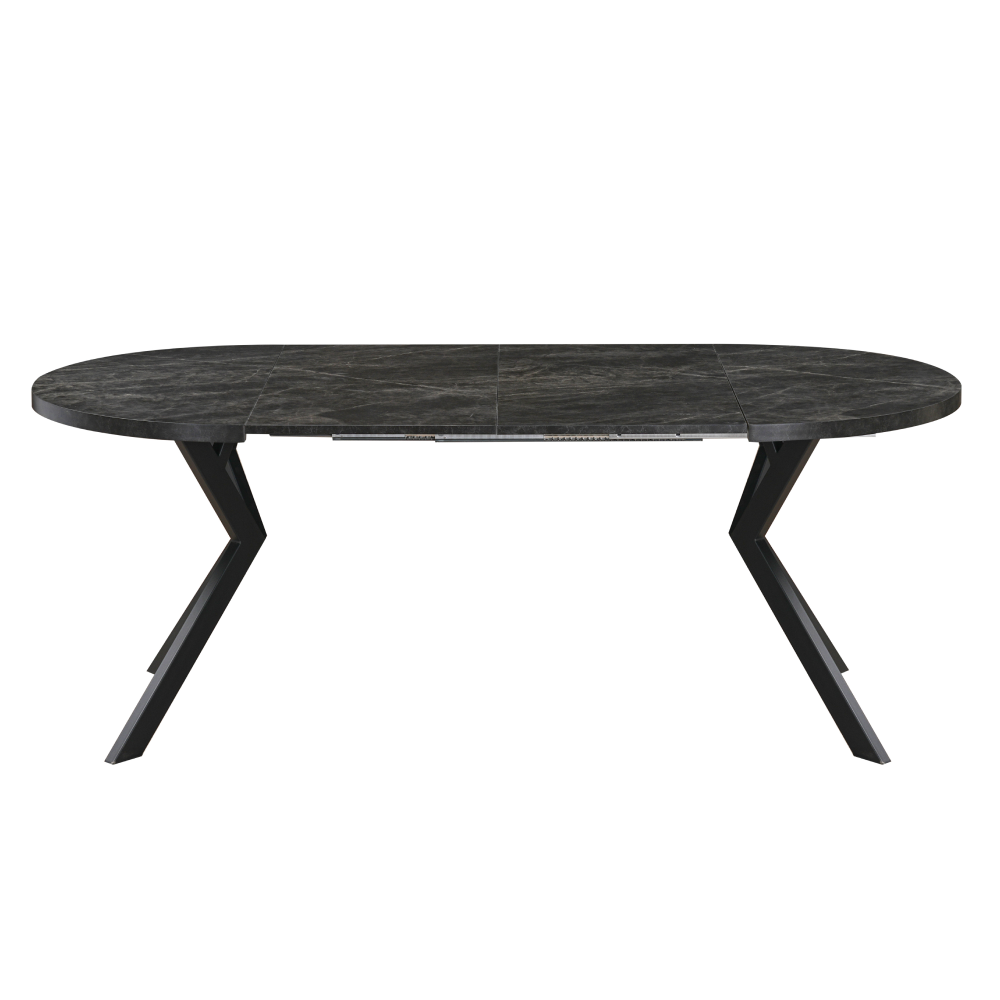 Masă de sufragerie extensibilă, beton închis/negru, 100-250x75,5 cm, LUKOS Kondela