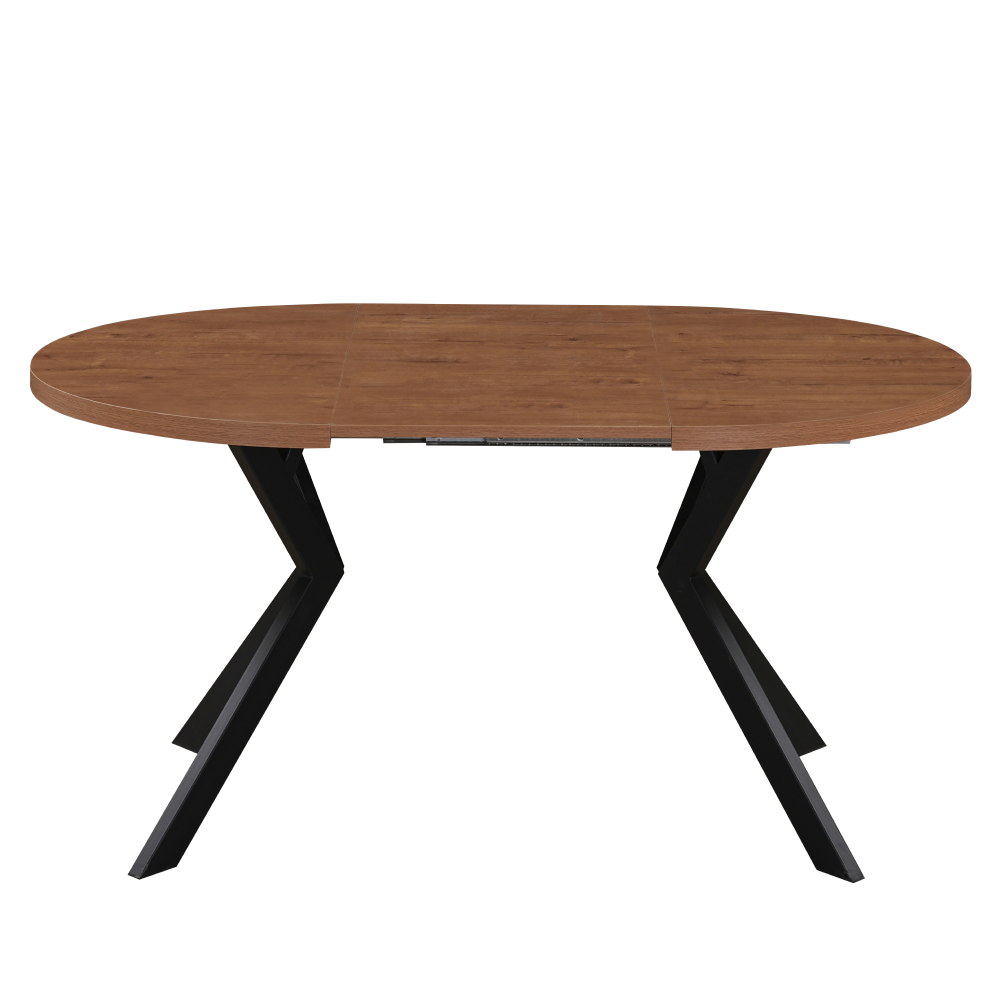 Masă de sufragerie extensibilă TAVIRA, stejar închis/negru, 100-250x75, 100x100x75.5 cm Kondela
