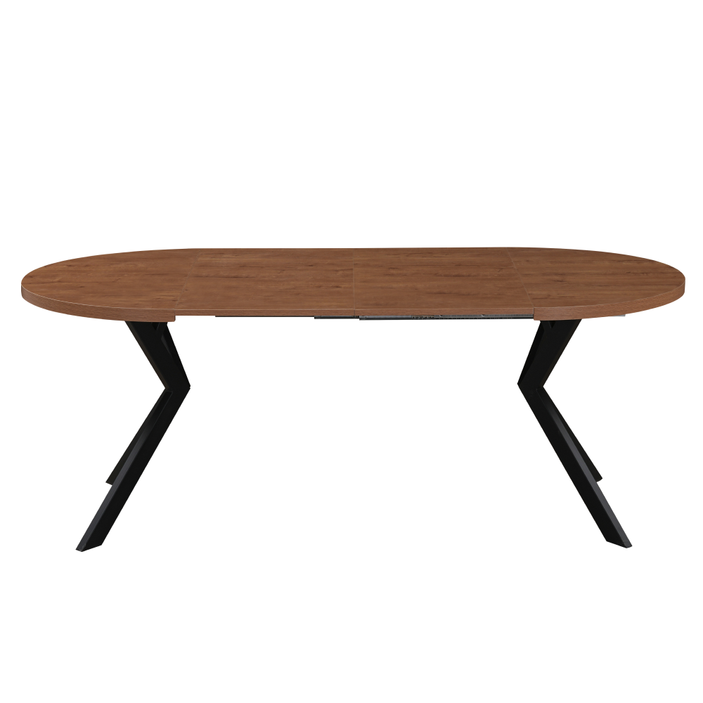 Masă de sufragerie extensibilă TAVIRA, stejar închis/negru, 100-250x75, 100x100x75.5 cm Kondela