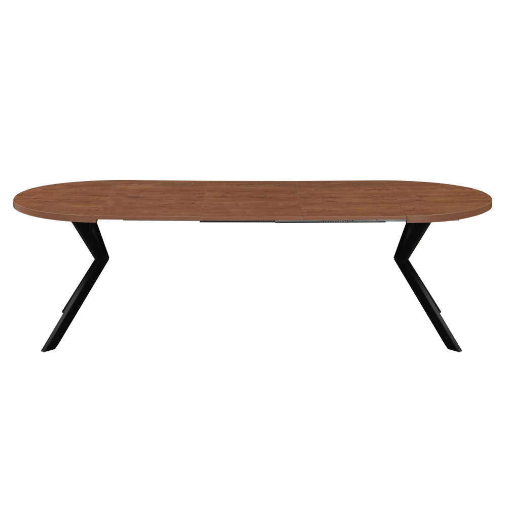 Masă de sufragerie extensibilă TAVIRA, stejar închis/negru, 100-250x75, 100x100x75.5 cm Kondela