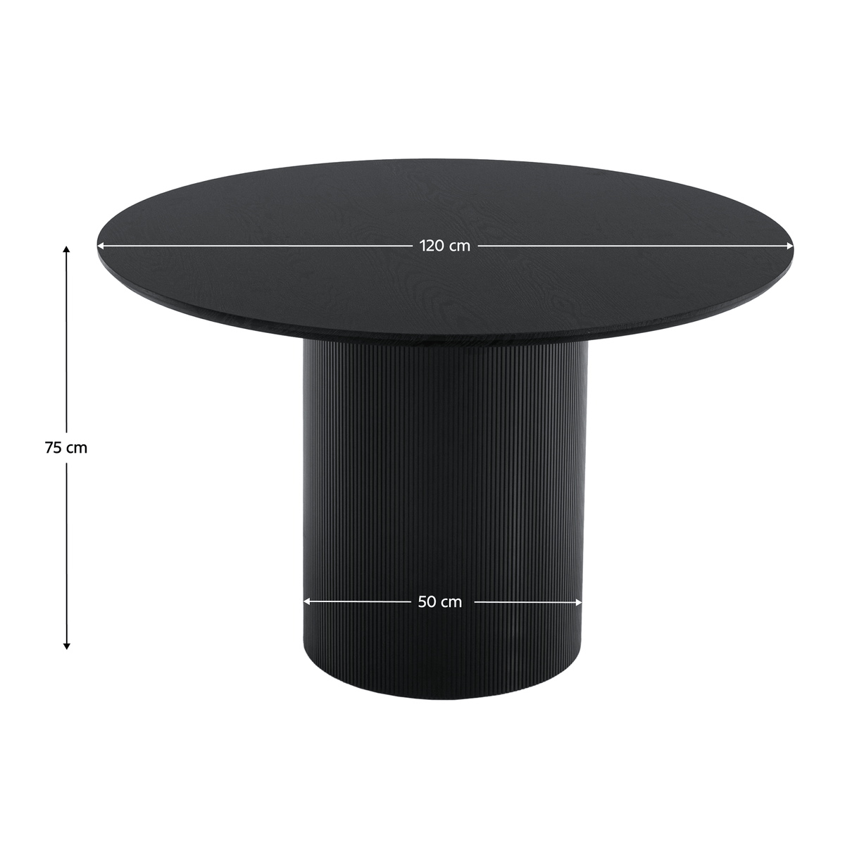 Masă de sufragerie, neagră, diametru 120 cm, MAHIR TIP 2 Kondela