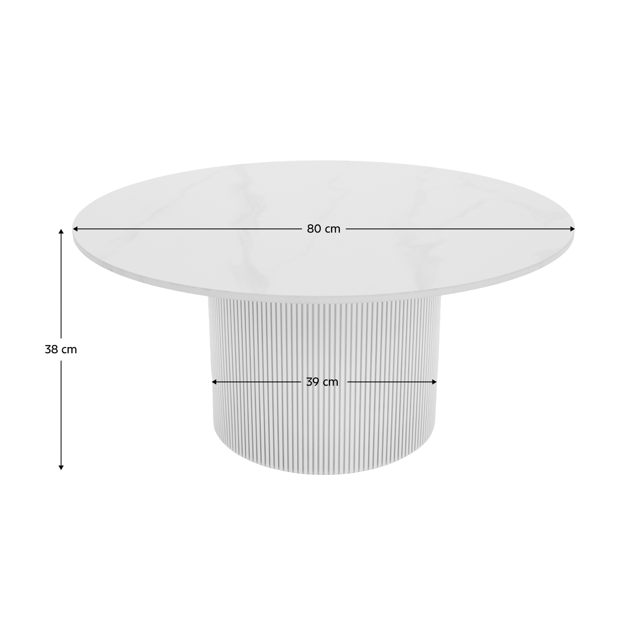 Măsuţă de cafea, marmură albă/MDF, diametru 80 cm, MAHIR TYP 1 Kondela