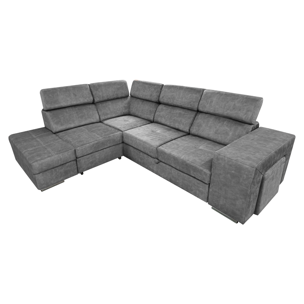 Set canapea BLOIS, gri, pe stânga, 264x210x79 cm Kondela