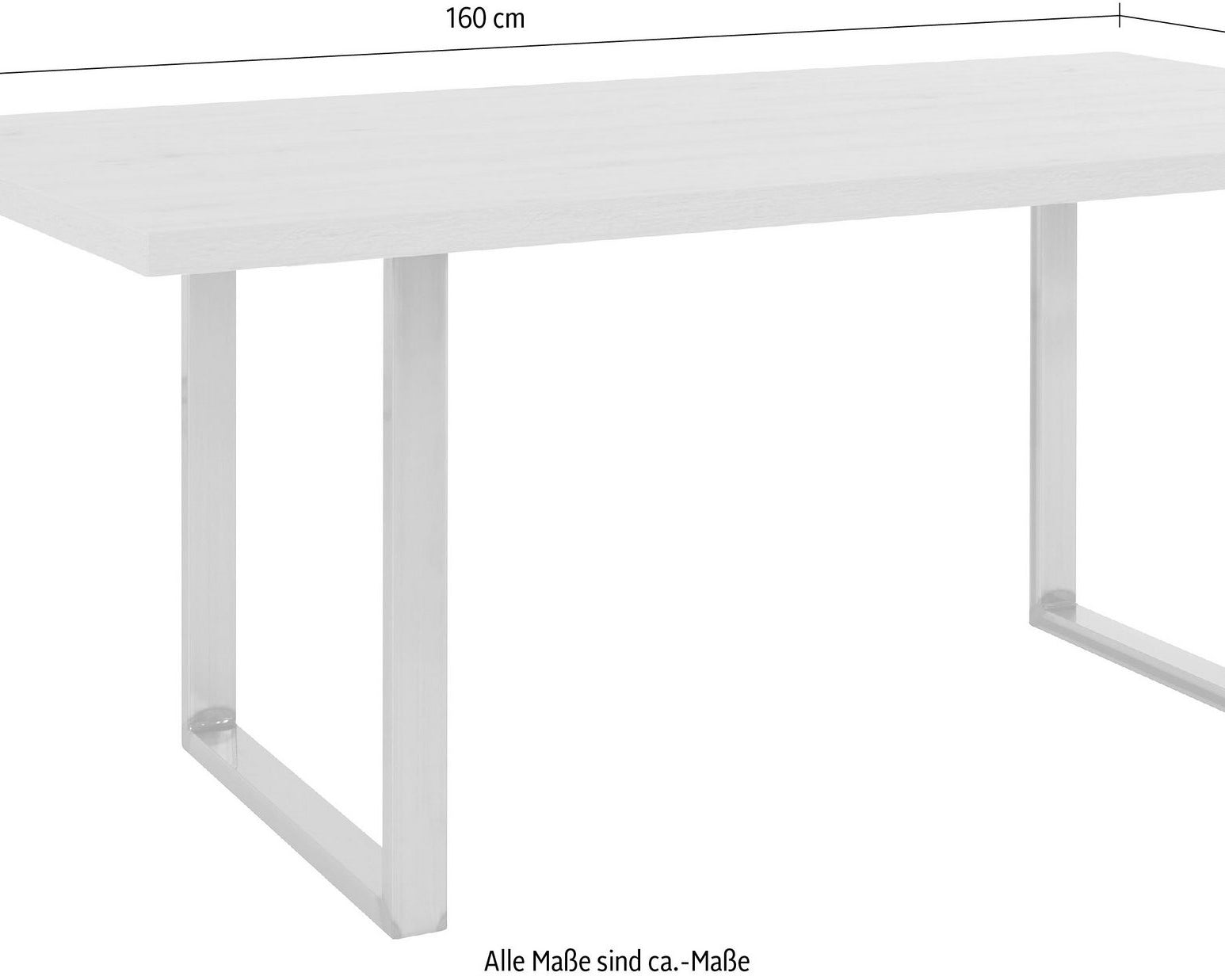 Masă Forte 160 cm, blat alb, picioare metalice negre Arboteca