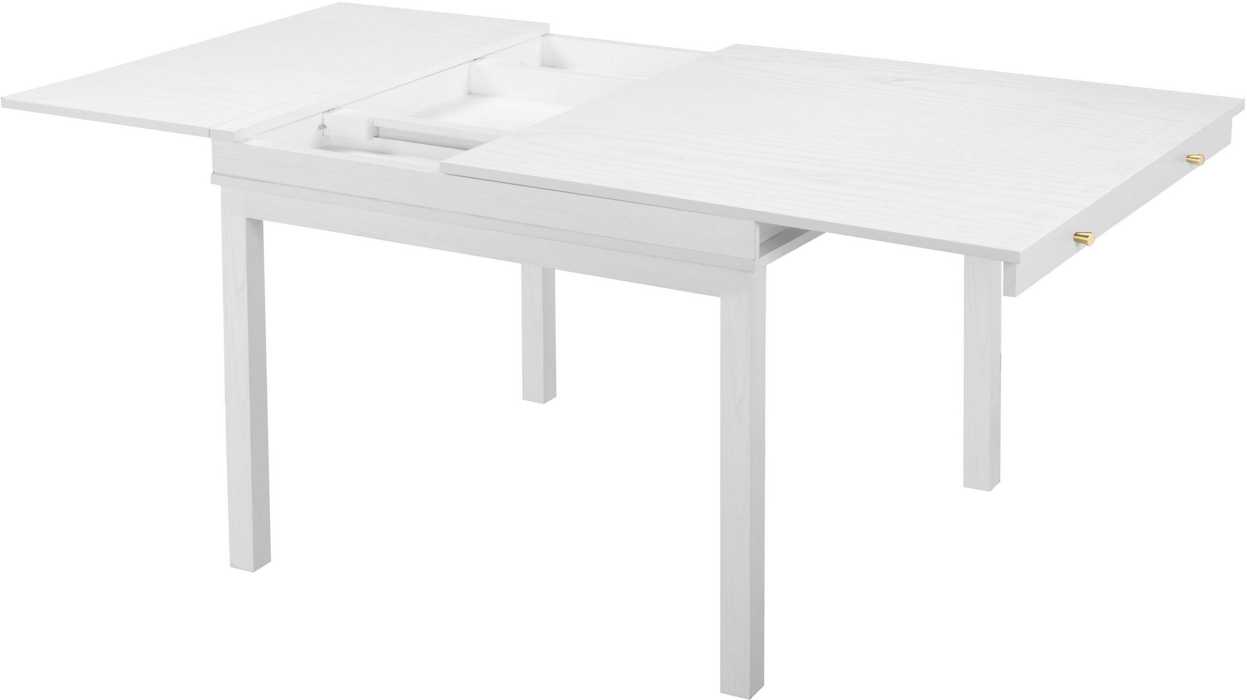 Masa extensibila Andas cu spatiu de depozitare, MDF, Alb, 104-145 cm latime Arboteca