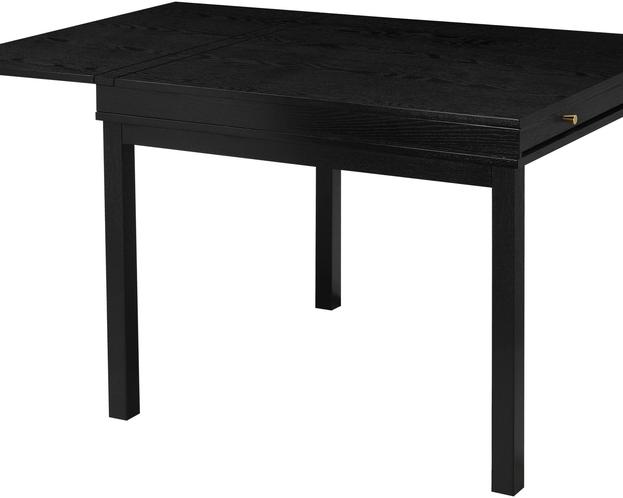 Masă extensibilă Andas 104–145 cm, MDF negru, cu raft Arboteca