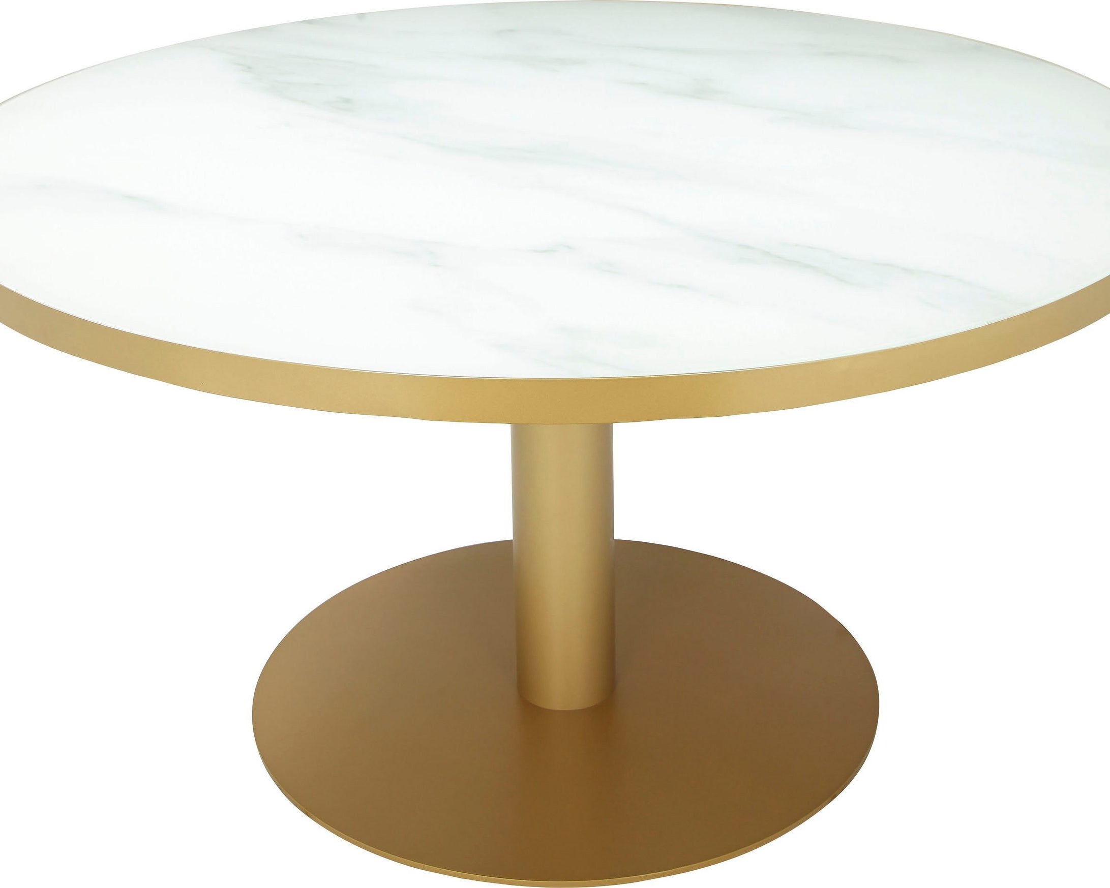 Masă rotundă Cardinet 140 cm, aspect marmură și auriu Arboteca