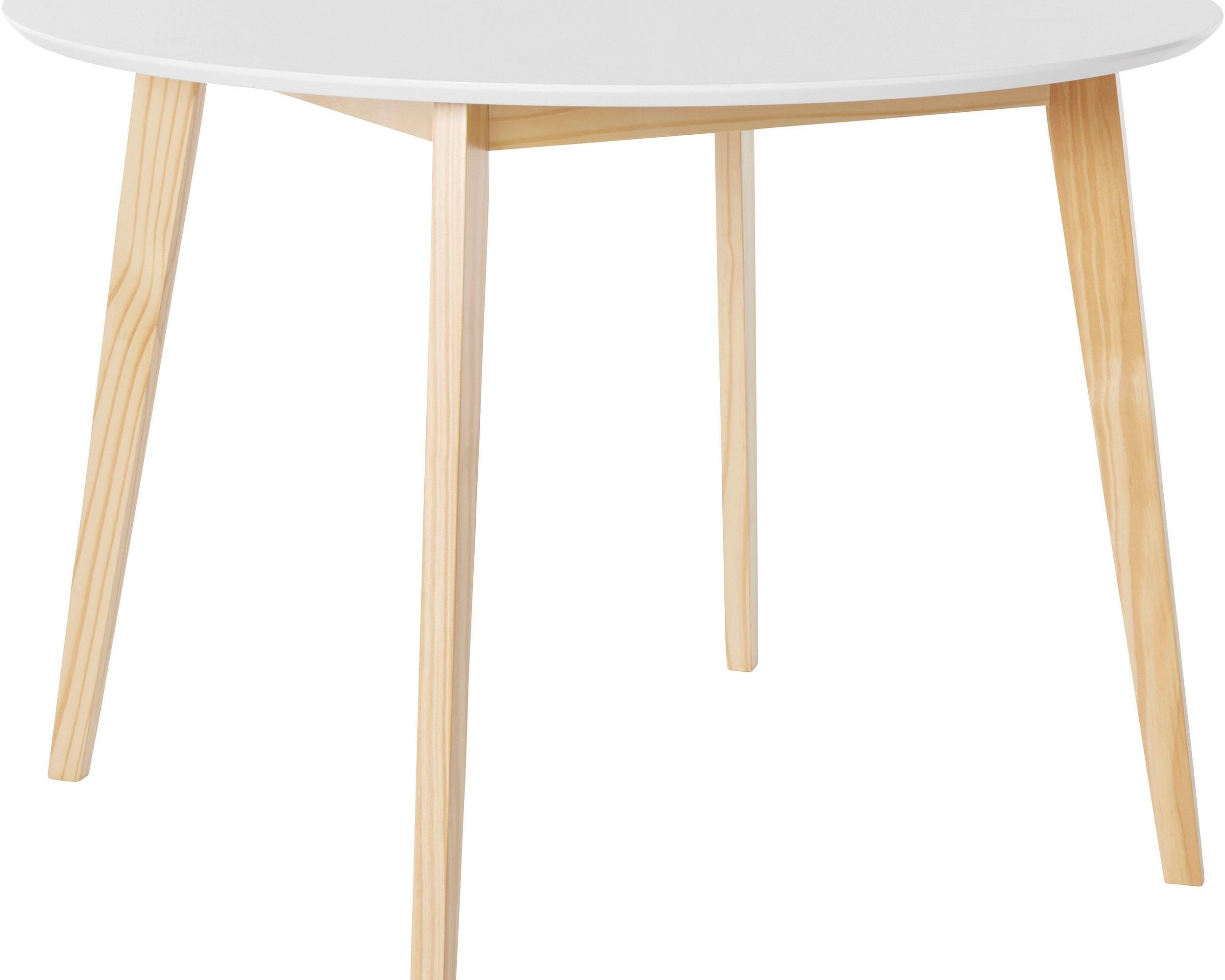 Masă Cody 105 cm rotundă, blat alb, picioare pin masiv Arboteca