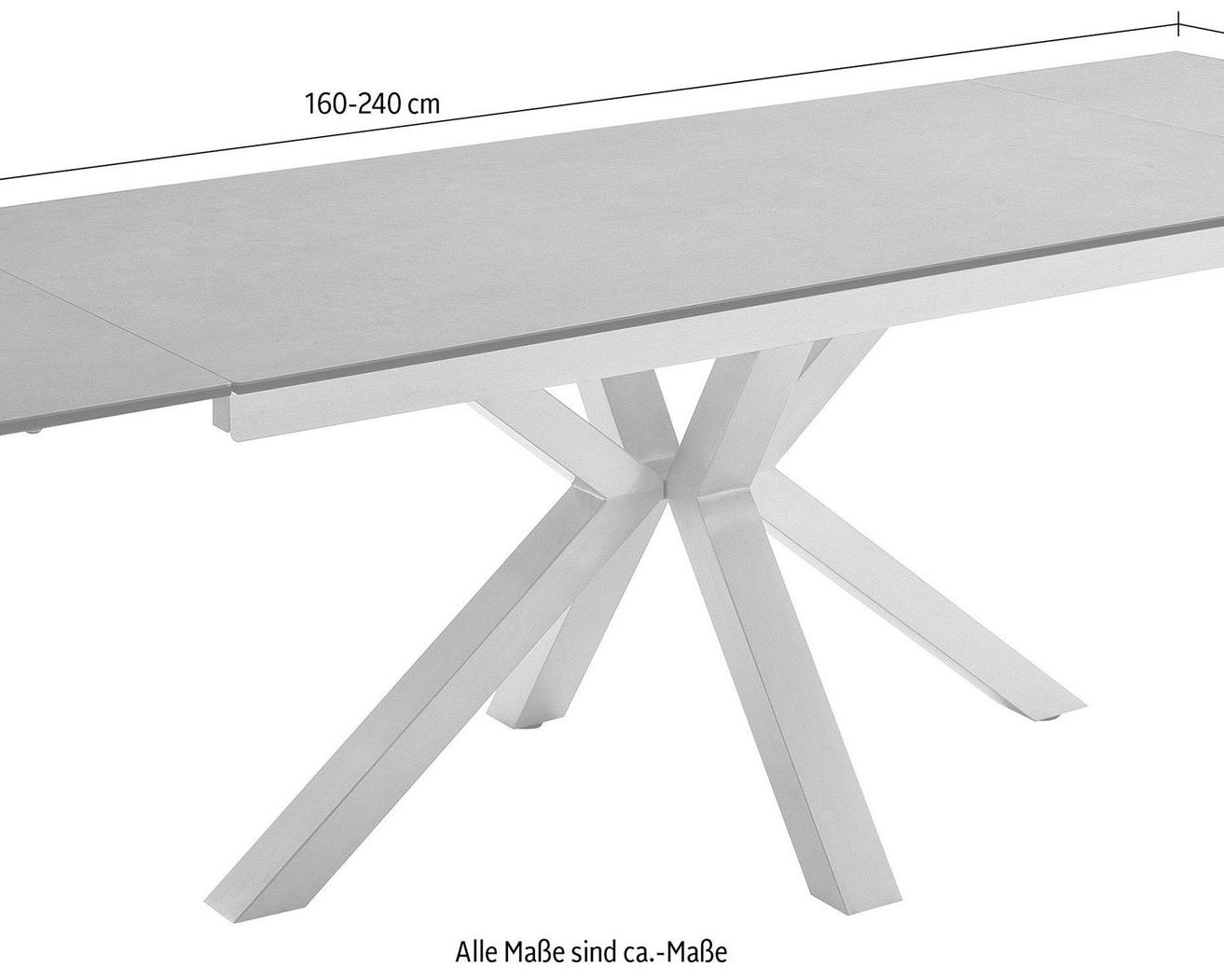 Masă extensibilă Nagano 160–240 cm, blat ceramic antracit Arboteca