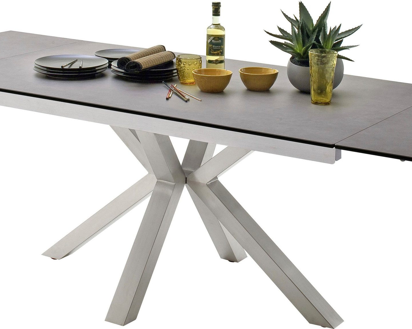 Masă extensibilă Nagano 160–240 cm, blat ceramic antracit Arboteca