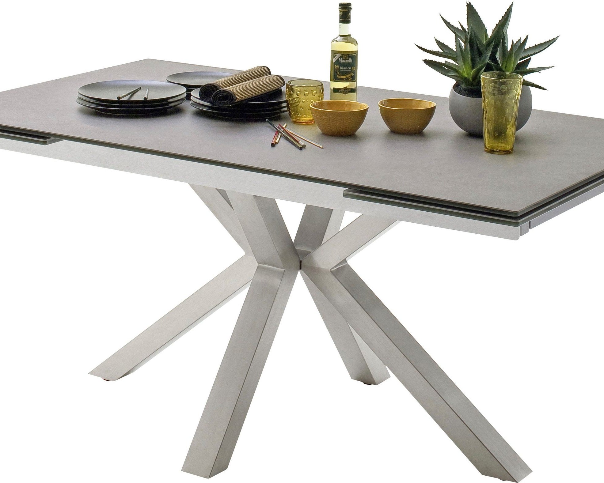 Masă extensibilă Nagano 160–240 cm, blat ceramic antracit Arboteca