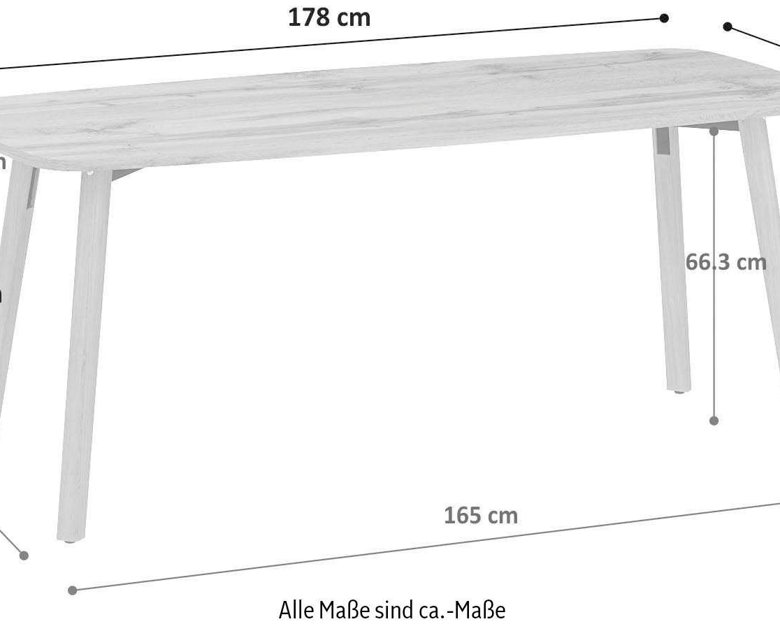 Masă PAL lemn masiv Fusse, blat aspect lemn, 178 cm Arboteca