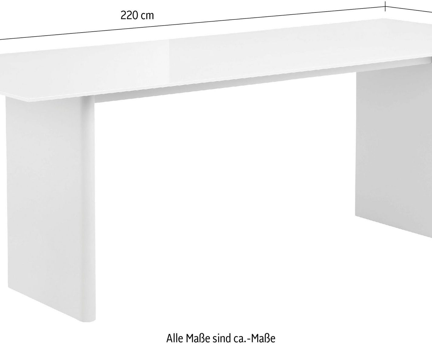 Masă sticlă Janita, cadru MDF, creme, 220 cm Arboteca