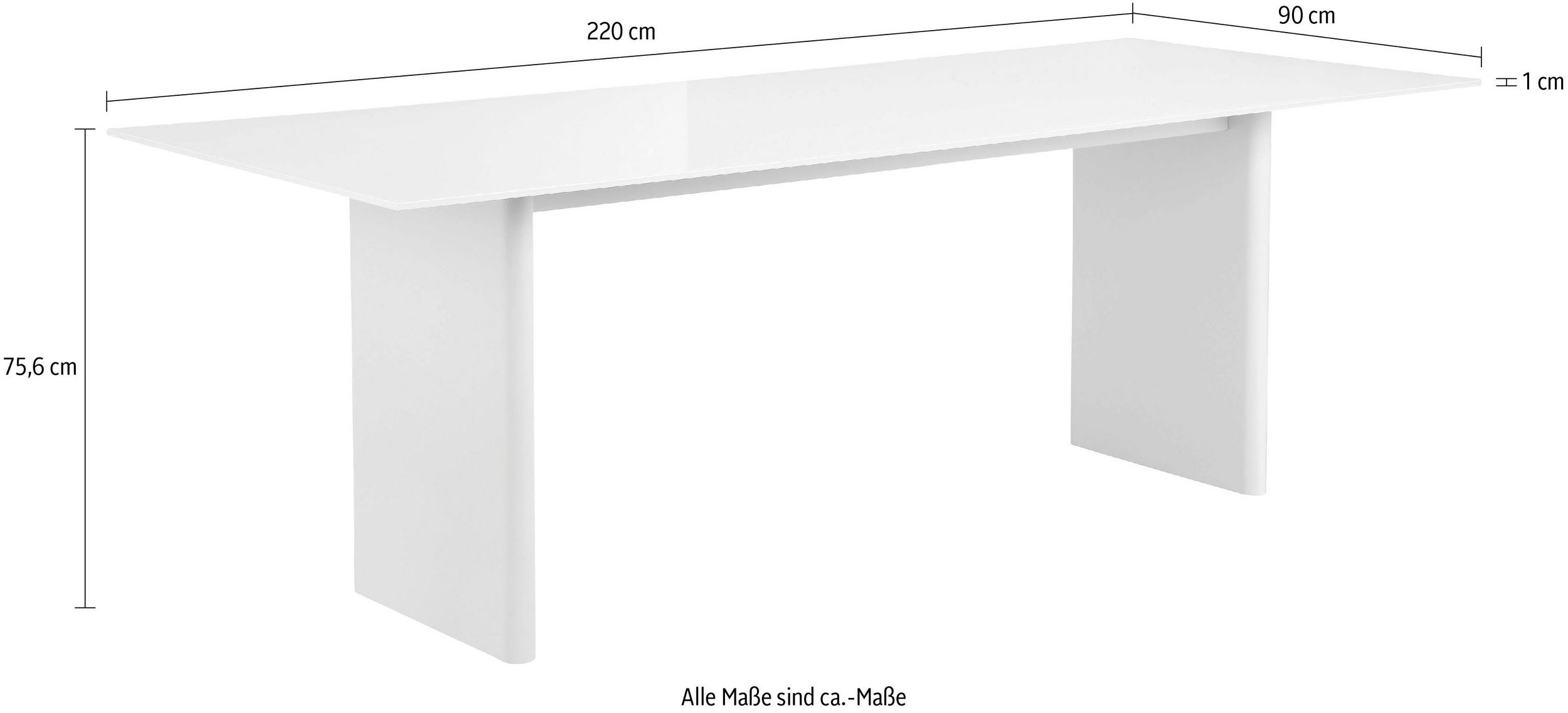 Masa Janita, Sticla, MDF, Creme, 220 cm latime Arboteca
