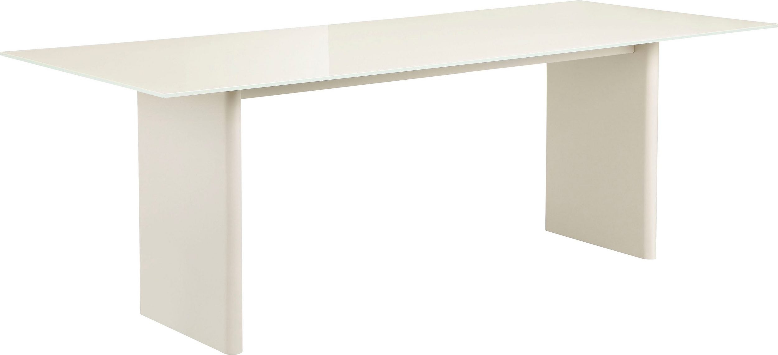 Masa Janita, Sticla, MDF, Creme, 220 cm latime Arboteca