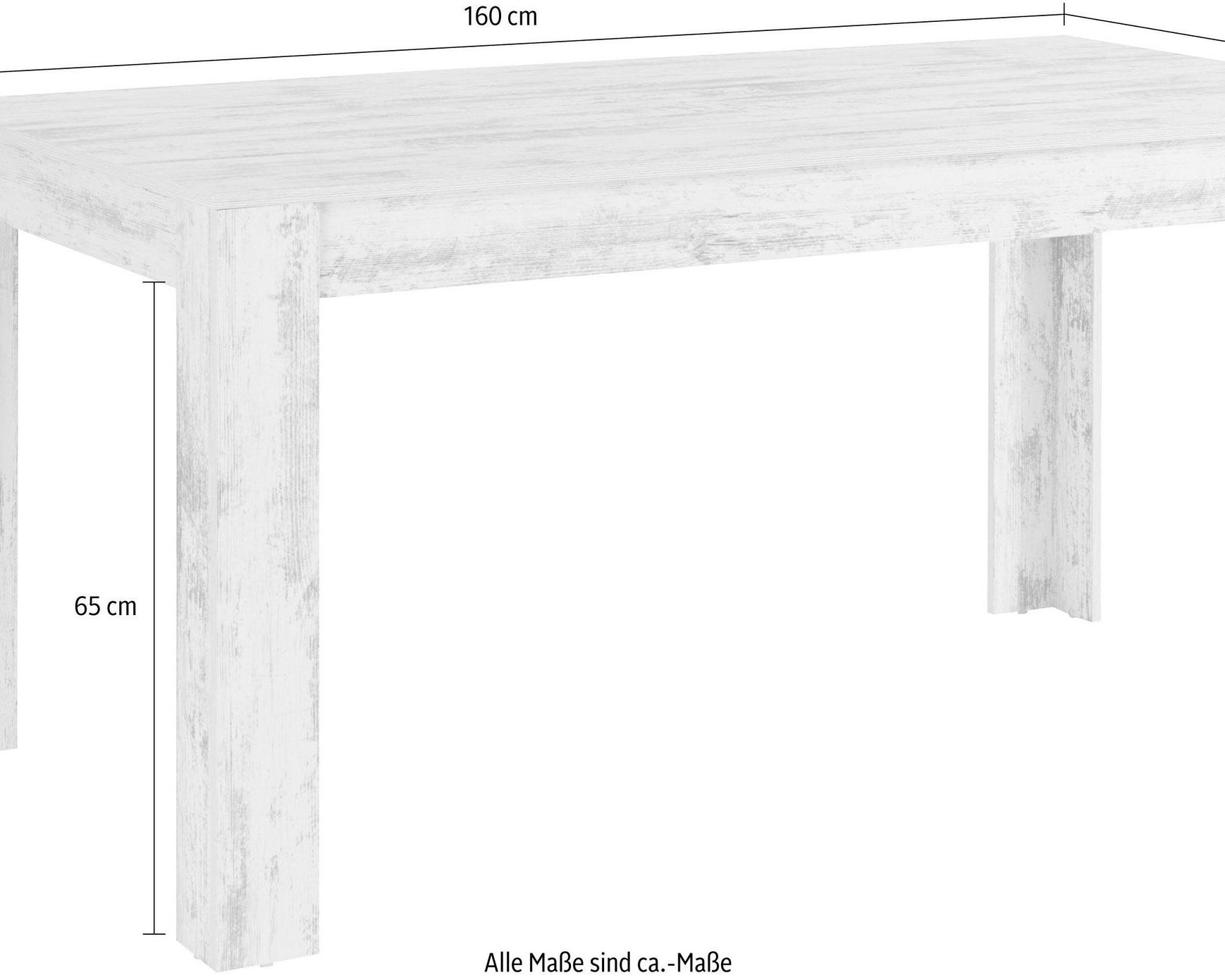 Masă PAL Lynn, aspect antichizat, 160 cm Arboteca